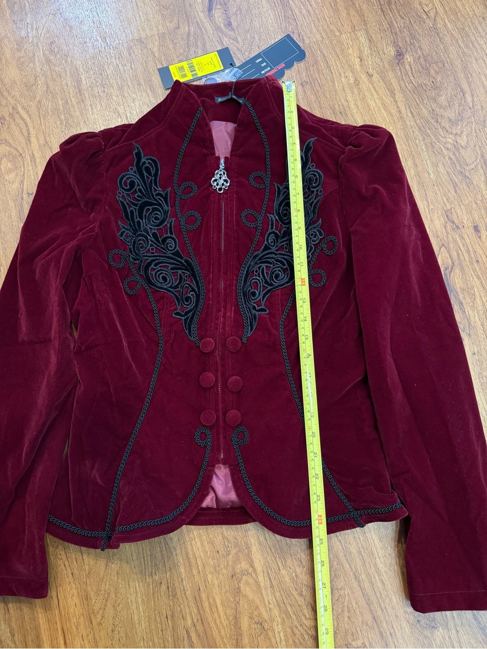Devil Fashion Jacket Goth Suede Velvet Tripp Style Dungeon NWT Women’s wine L - Picture 8 of 9